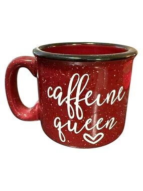 Caffeine Queen Red/Maroon Ceramic Coffee Mug with Script